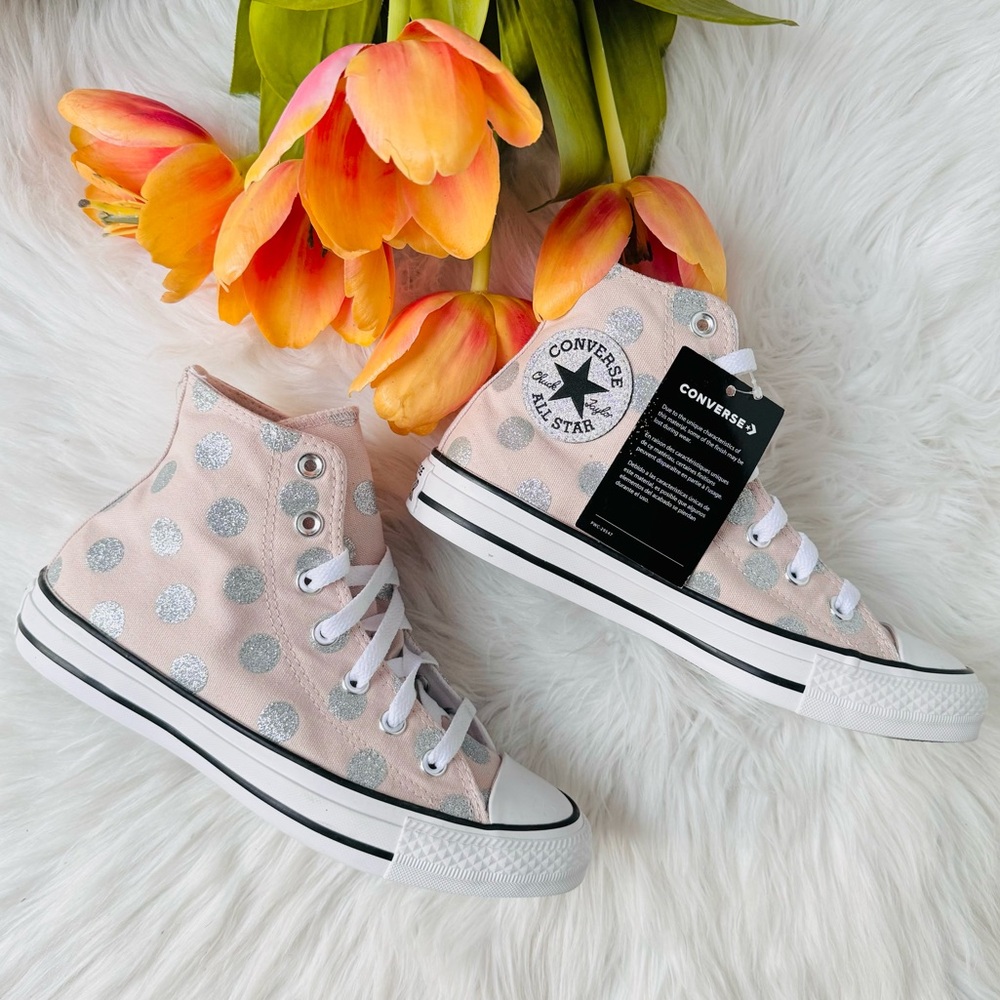 Converse Glitter Polka Dot High Top Sneakers